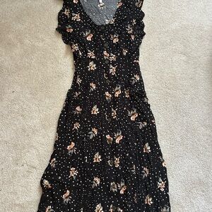 Xhilaration Black Floral Midi Dress